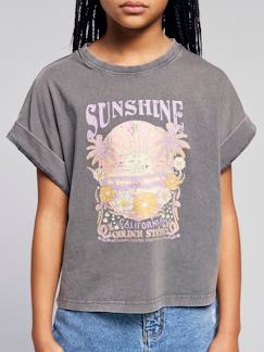 Meisje-T-shirt met "Sunshine California" motief voor meisjes met korte opgerolde mouwen JONEN