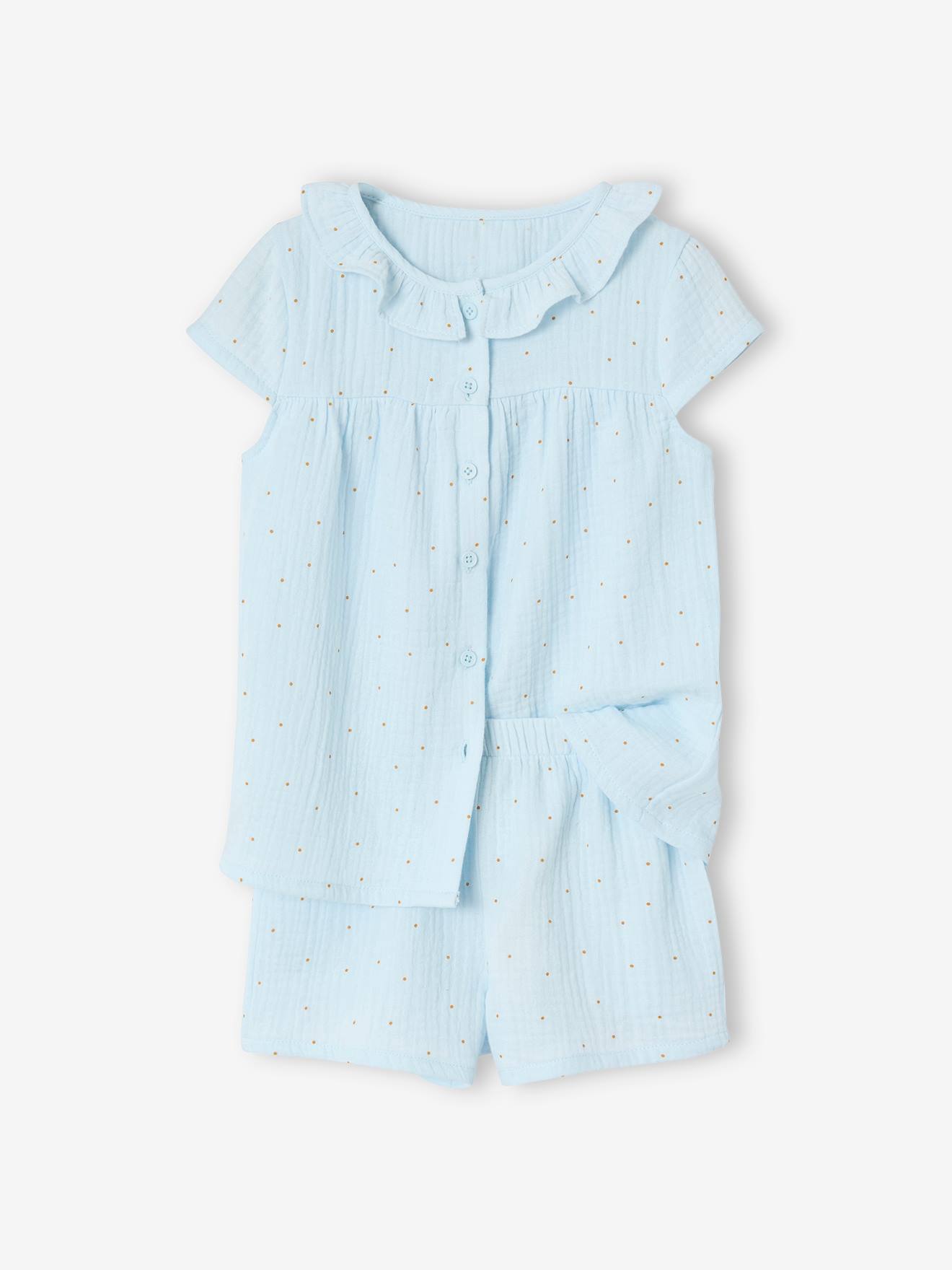 Pyjamabroekje voor meisjes in katoenen mousseline hemelsblauw