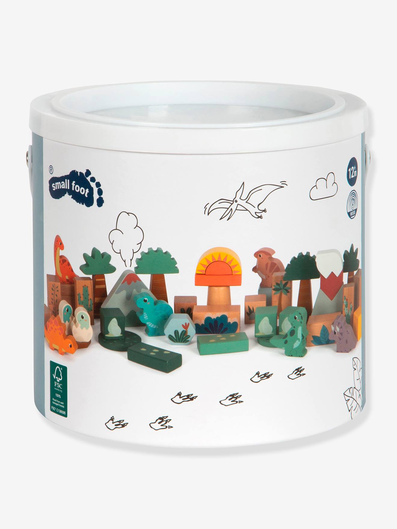 Kinderblokken DINO small foot® FSC®-hout meerkleurig