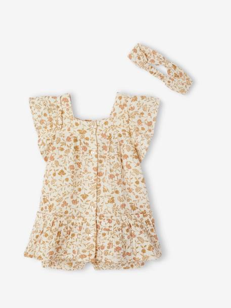 Cadeauset met jurk + broekje + haarband voor baby ecru - vertbaudet enfant 