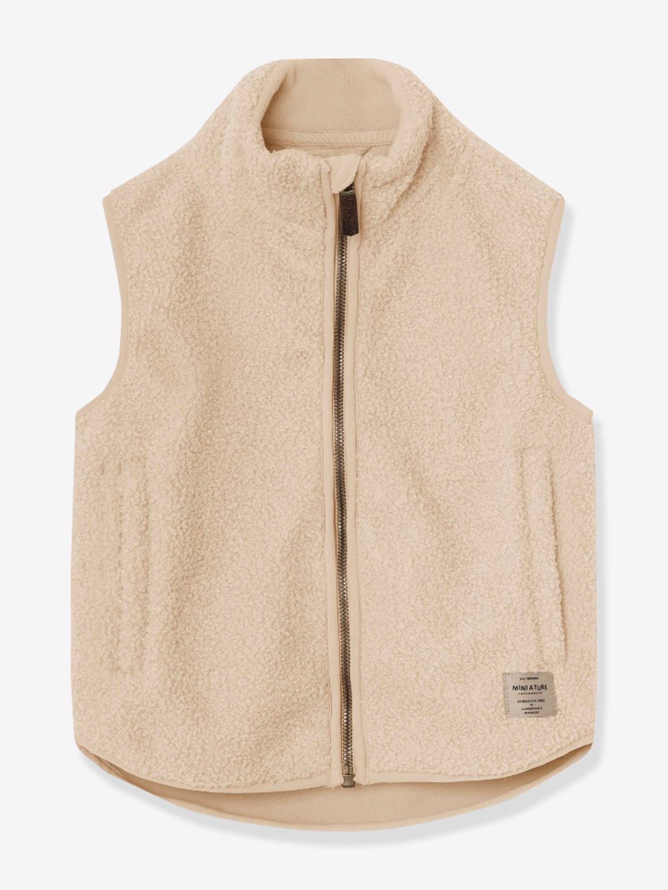 Kindervestje van teddyfleece MATBATTAL MINI A TURE zandbeige afbeelding