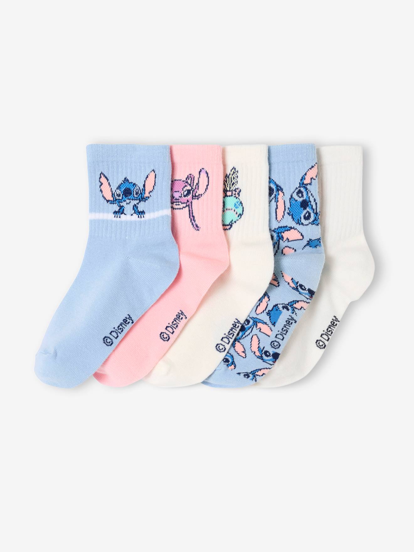 Set van 5 paar Disney® Lilo & Stitch kniekousen voor meisjes hemelsblauw