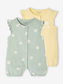 Baby-Pyjama, surpyjama-Set van 2 gebloemde combishort pyjama's voor baby's