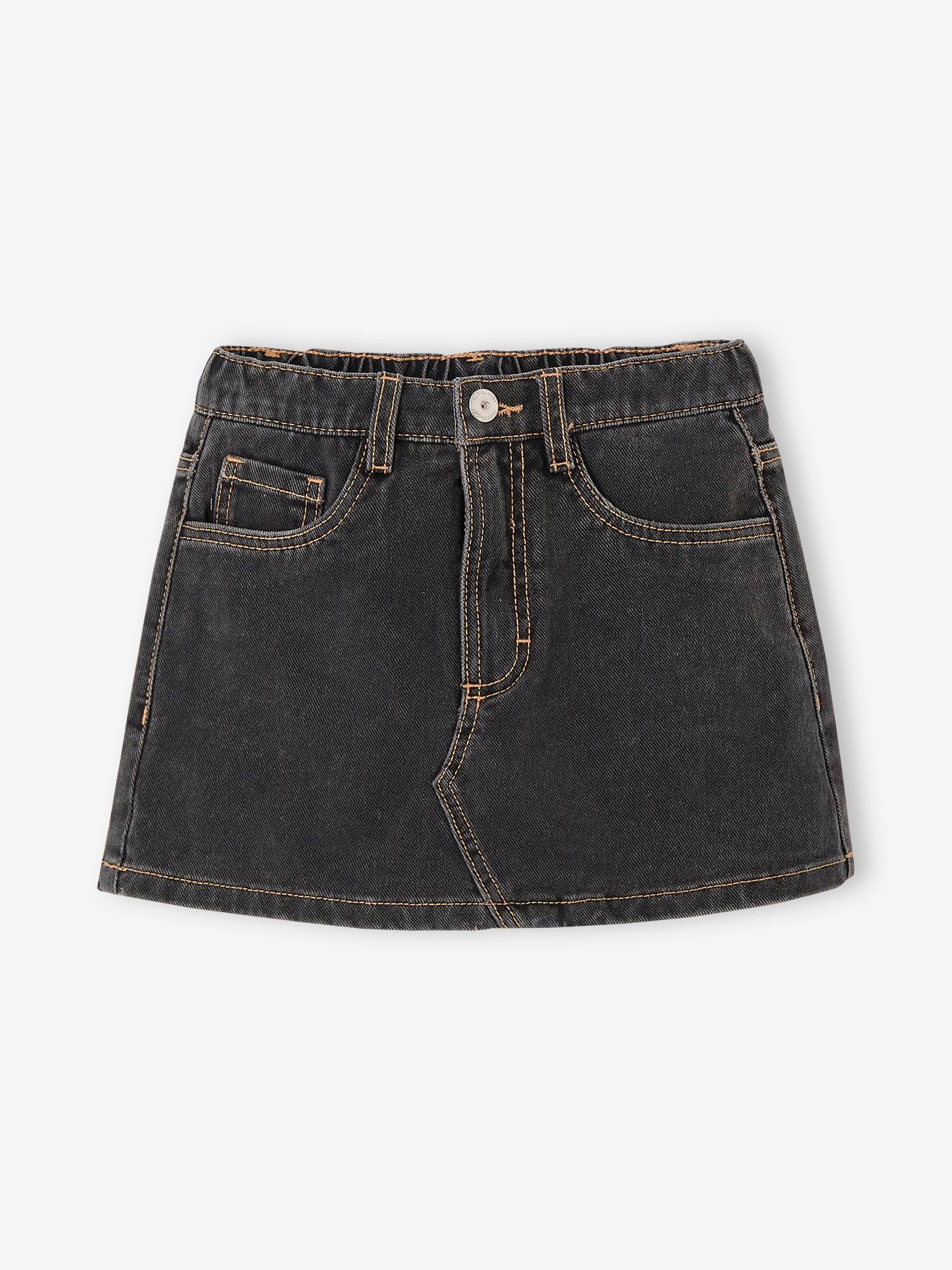 Jeans shortrokje voor meisjes antraciet