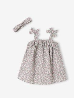 Baby-Rok, jurk-Geboorteset bedrukte jurk en haarband