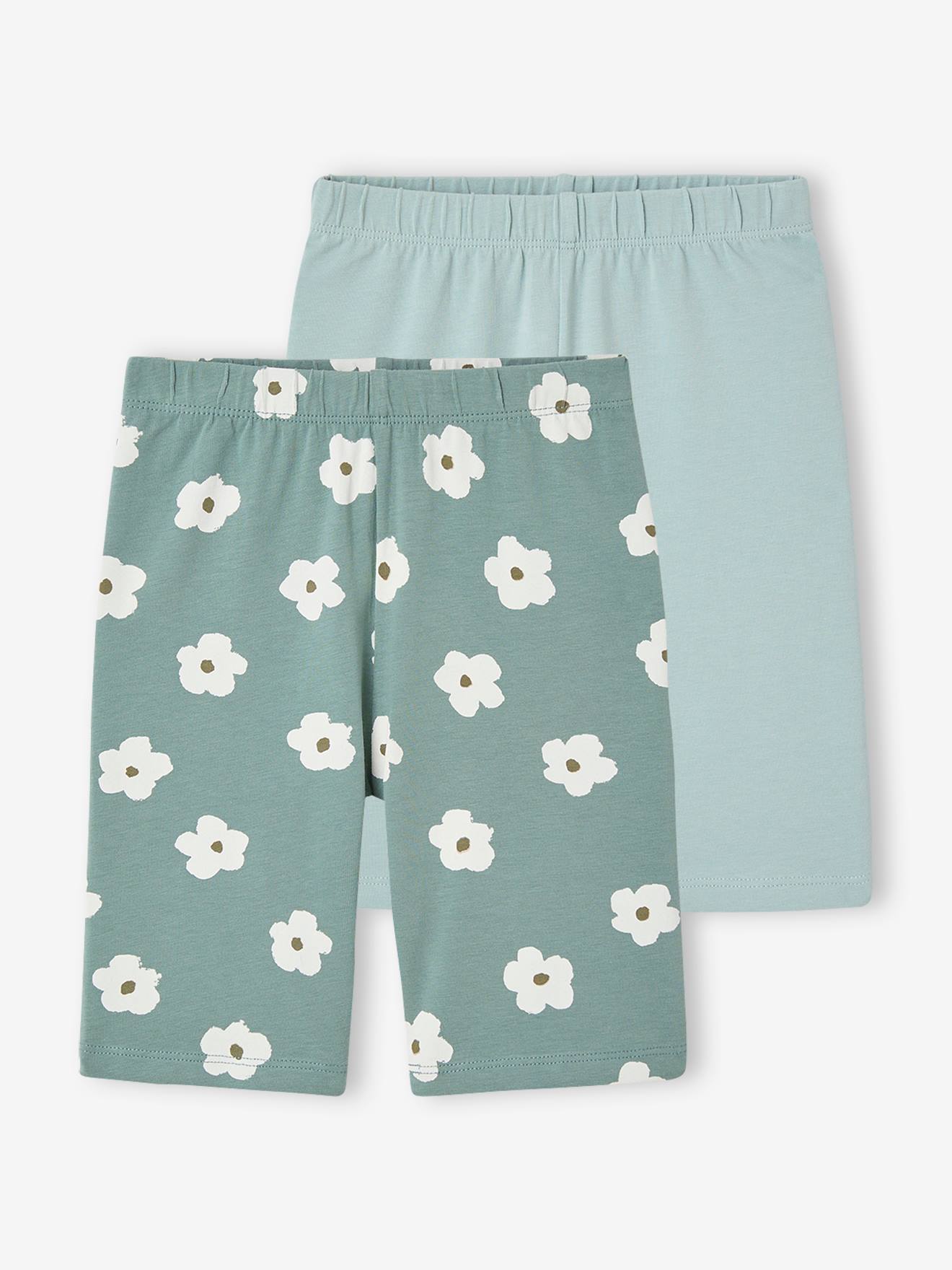 Set van 2 fietsshorts voor meisjes smaragdgroen