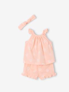 Baby-Babyset-Set tanktop met print + short + haarband voor meisjes