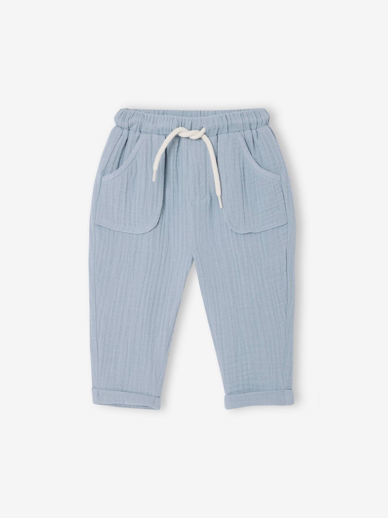 Babysweater van katoengaas grijsblauw