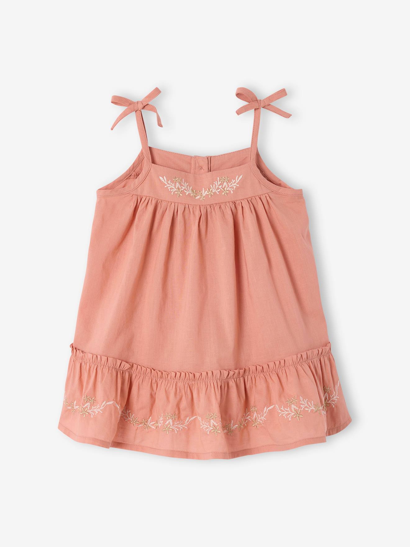 Geborduurde babyjurk rozen