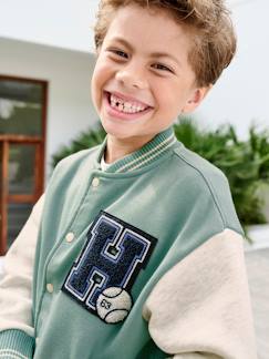 Jongens-Trui, vest, sweater-Sweater-Teddy-sweatshirt in fleece voor jongens met lusbadge.