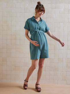 Zwangerschapskleding-Salopet, jumpsuit-Zwangerschaps- en voedingsjurk met korte broek in katoenen gaas