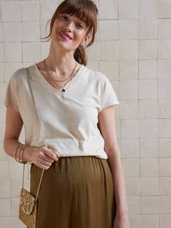 Zwangerschapskleding-T-shirt-Zwangerschapsshirt met iriserende glans in viscose en lin