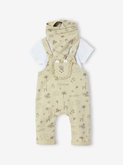 Baby-Salopette, jumpsuit-3-delige geboorteset tuinbroek + romper + sjaal