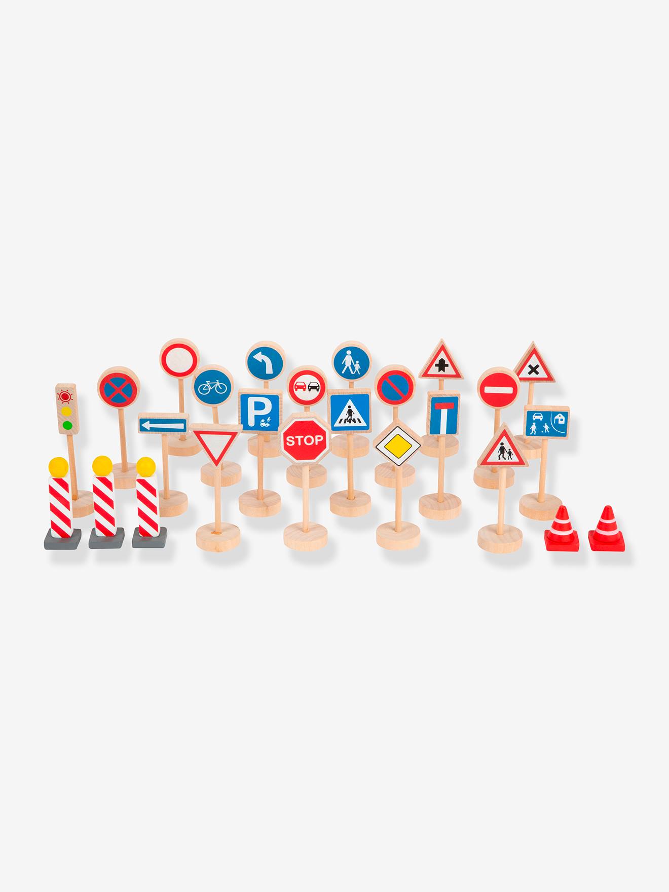 Set houten verkeersborden voor kinderen small foot®, 25 stuks meerkleurig