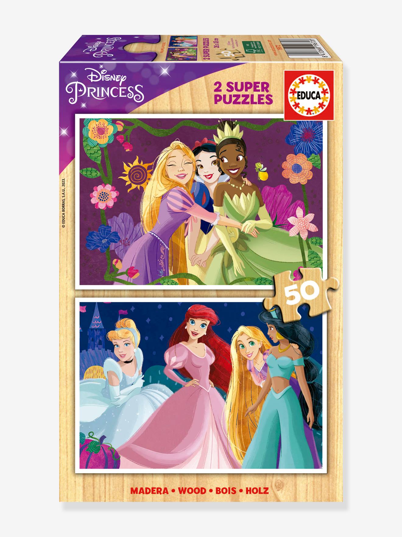 2*50p houten puzzel Disney Princess EDUCA meerkleurig afbeelding