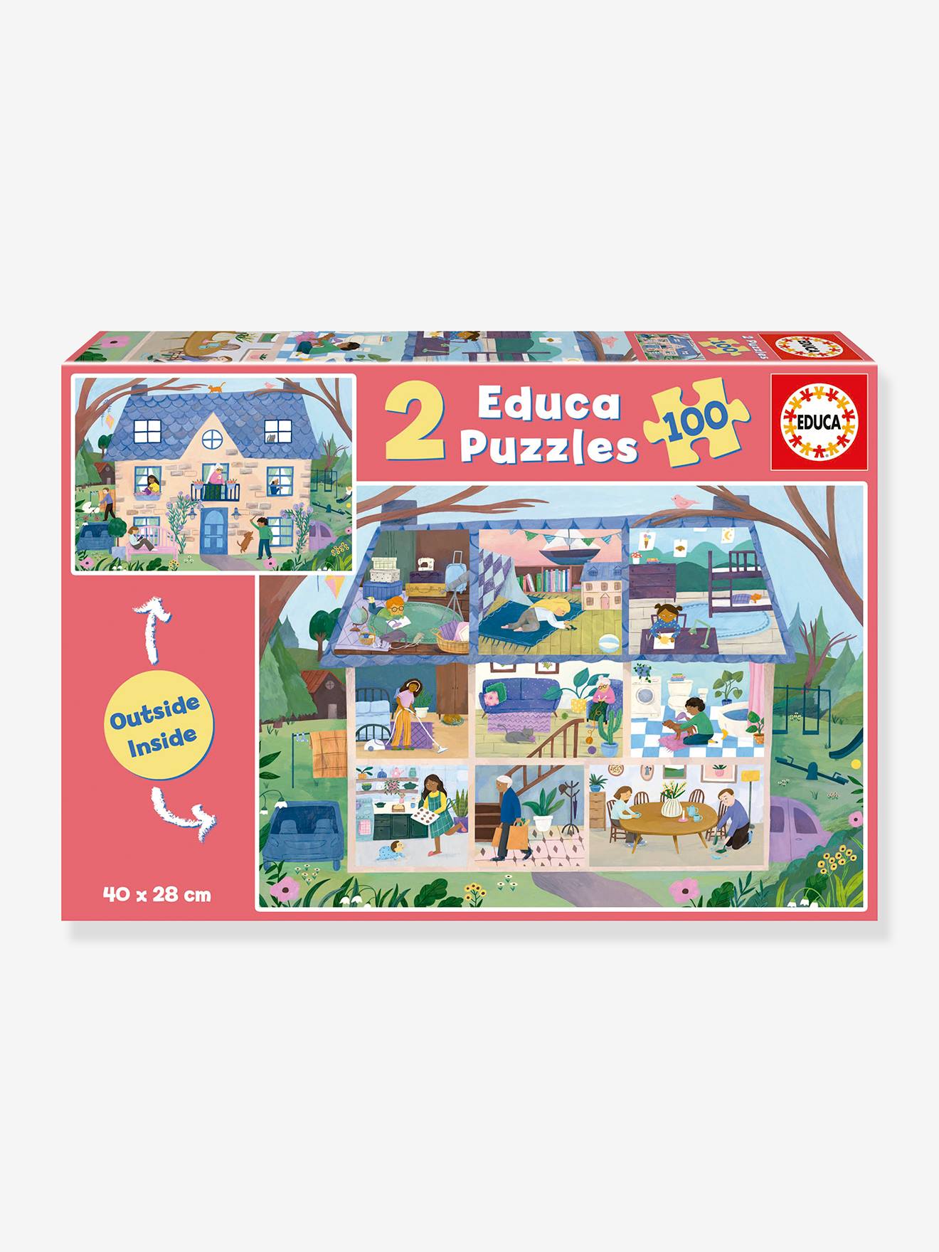 Puzzel 2 x 100 stukjes int/ext huis EDUCA meerkleurig afbeelding