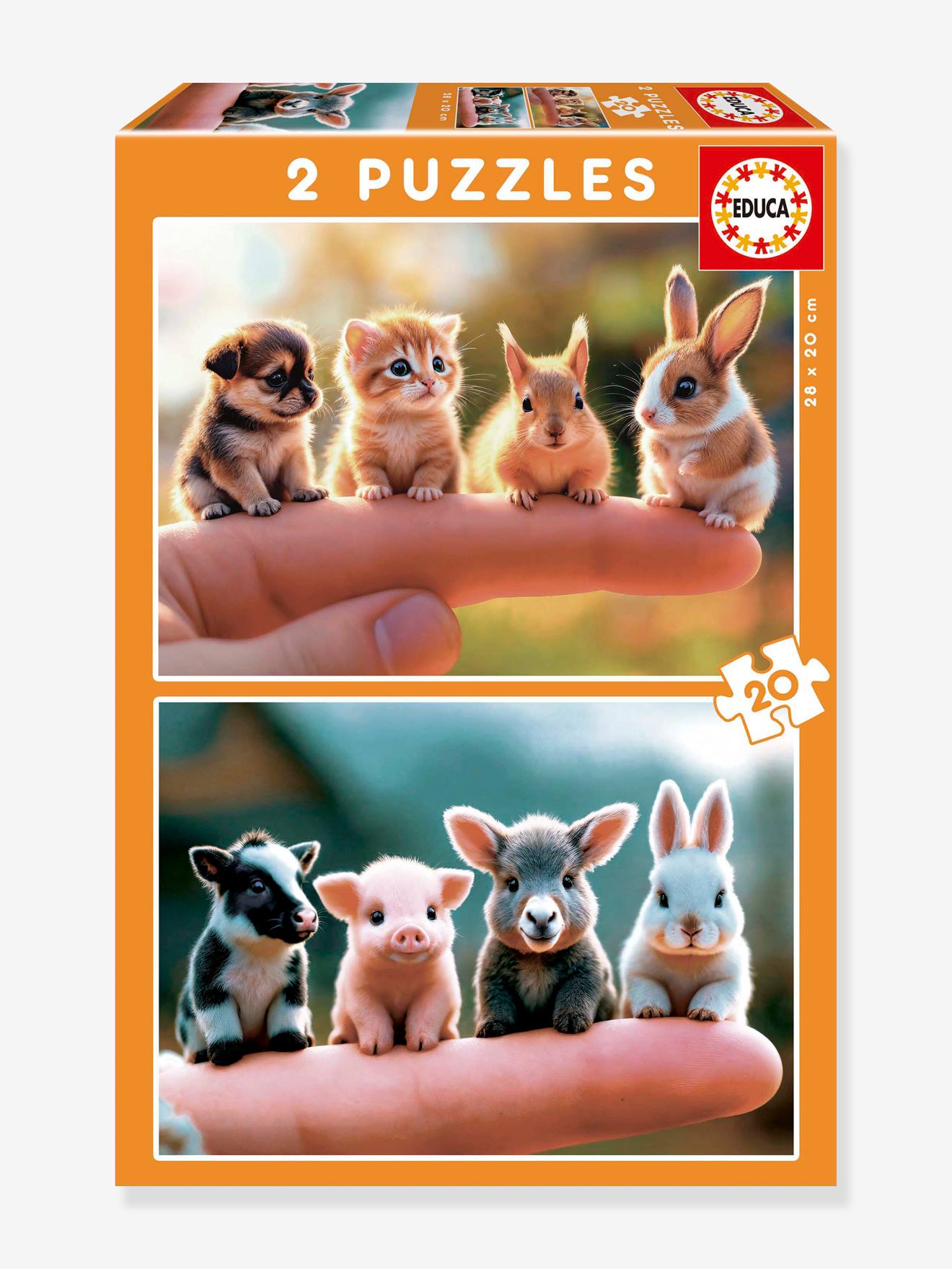 Puzzel 2 x 20 stukjes baby dieren EDUCA meerkleurig afbeelding