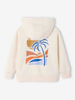 Jongens-Trui, vest, sweater-Sweater-Jongenssweater met rits en capuchon met groot motief op de rug
