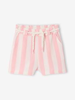 Meisje-Short-Kort broekje met brede strepen voor meisjes met een koordsluiting