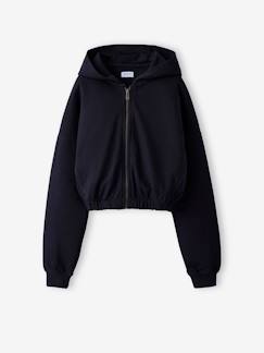 Meisje-Cropped sweater met rits en capuchon voor meisjes JONEN