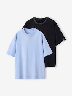 Jongens-Set van 2 effen t-shirts met een gewassen effect JONEN