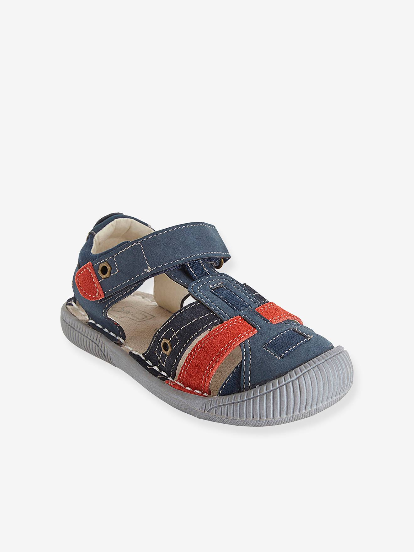 Leren sandalen, speciaal voor kleuterjongens marine