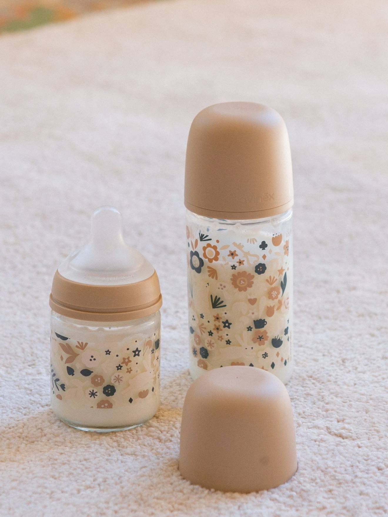 Glazen babyfles 240ml speen SXPro M - Wonderland SUAVINEX beige afbeelding