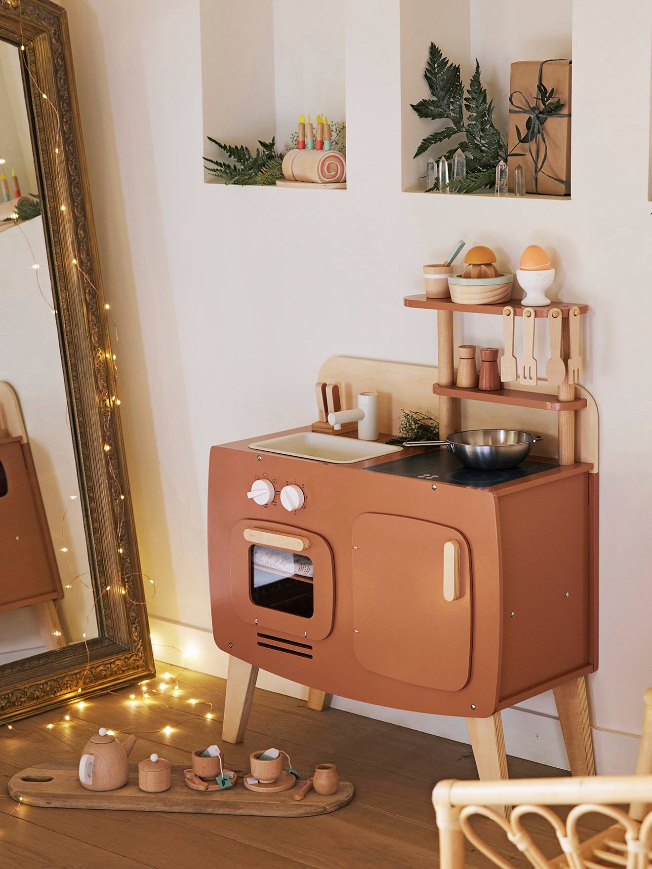 Houten design keukentje karamel