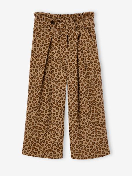 Wijde korte broek 'paperbag' voor meisjes, van katoengaas beige+lila+oudroze+saliegroen+wit - vertbaudet enfant 