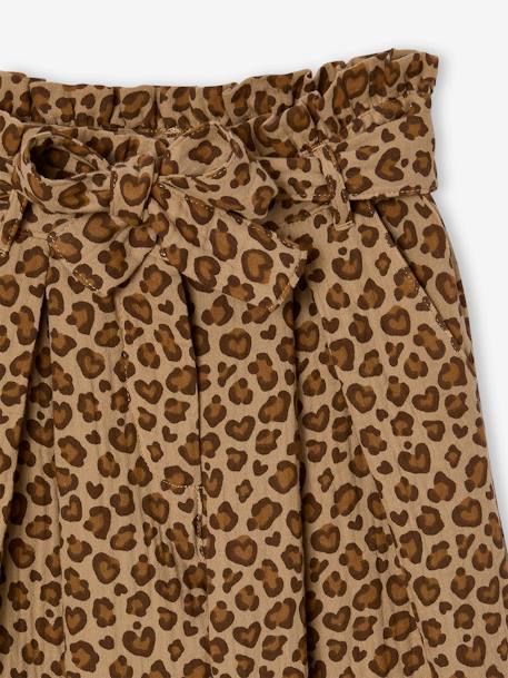 Wijde korte broek 'paperbag' voor meisjes, van katoengaas beige+lila+oudroze+saliegroen+wit - vertbaudet enfant 