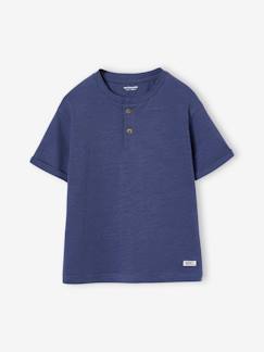 Jongens-T-shirt, poloshirt, souspull-T-shirt-Basic jongensshirt met Tunesische halslijn