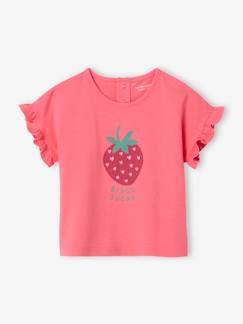 Baby-T-shirt, souspull-Babyshirt met ruches aan de mouwen en fruitmotief