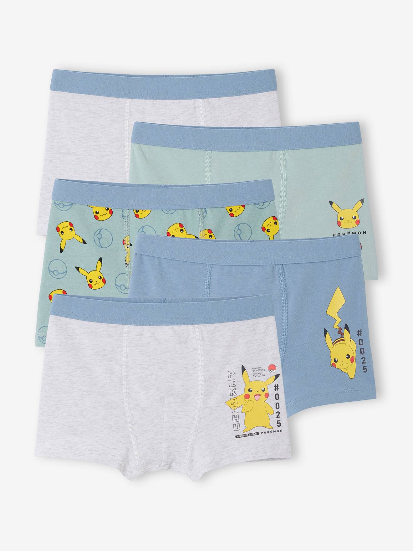 Set van 5 boxers POKEMON® Pikachu hemelsblauw afbeelding