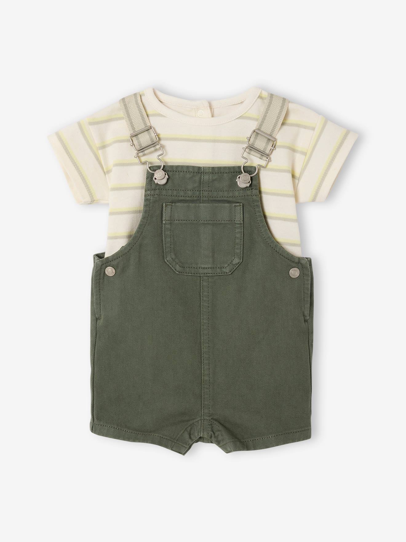 Gestroomd T-shirt en baby overall groen