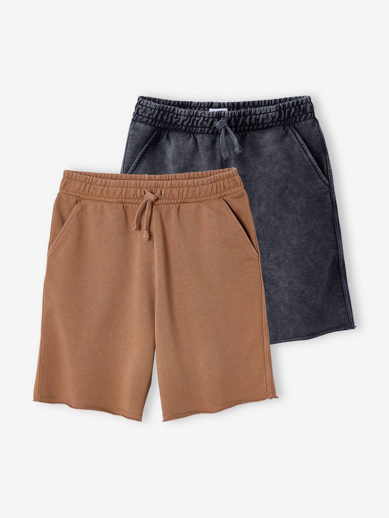Set van 2 bermuda's met een stonewashed effect JONEN pecannoot