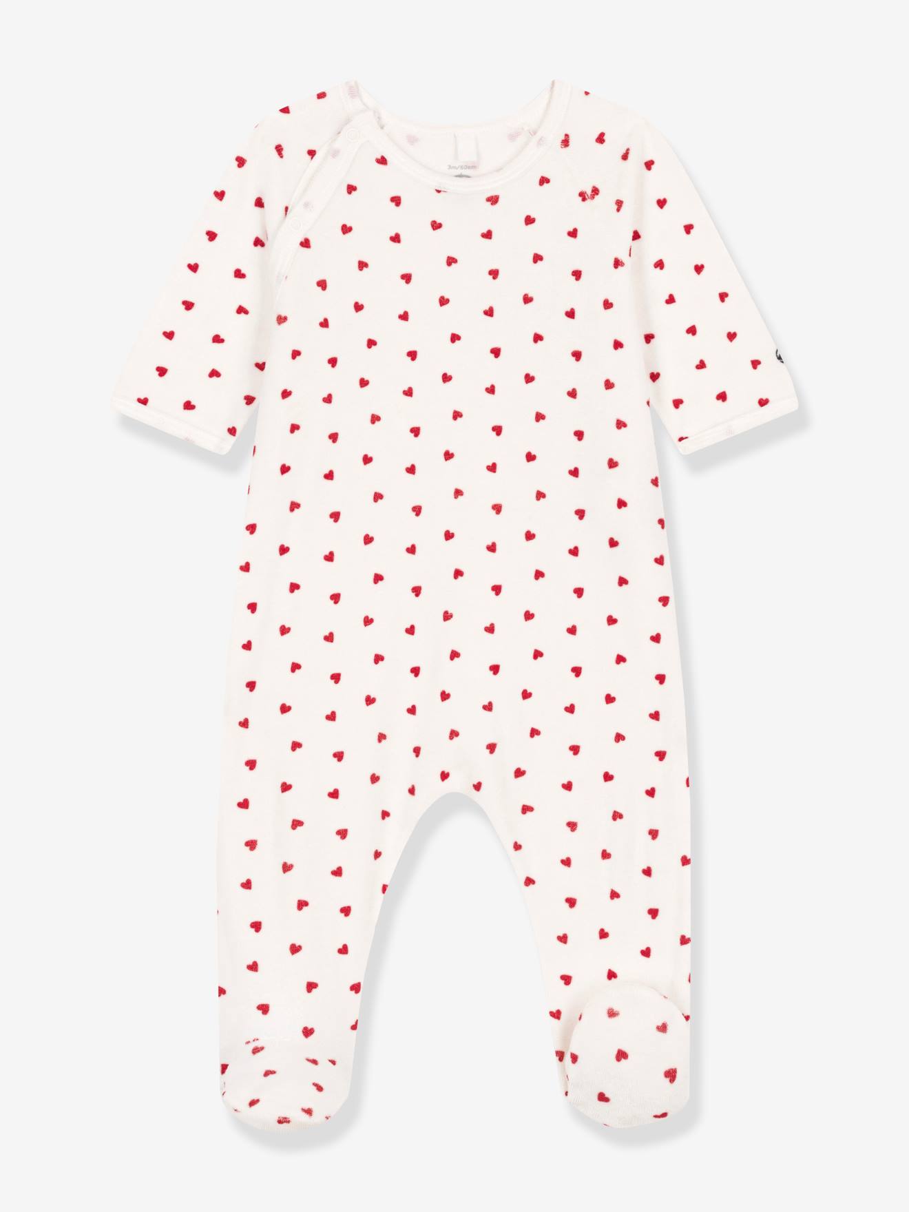 Babysweater van velours met hartjes PETIT BATEAU wit