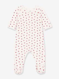 Baby-Pyjama, surpyjama-Babysweater van velours met hartjes PETIT BATEAU