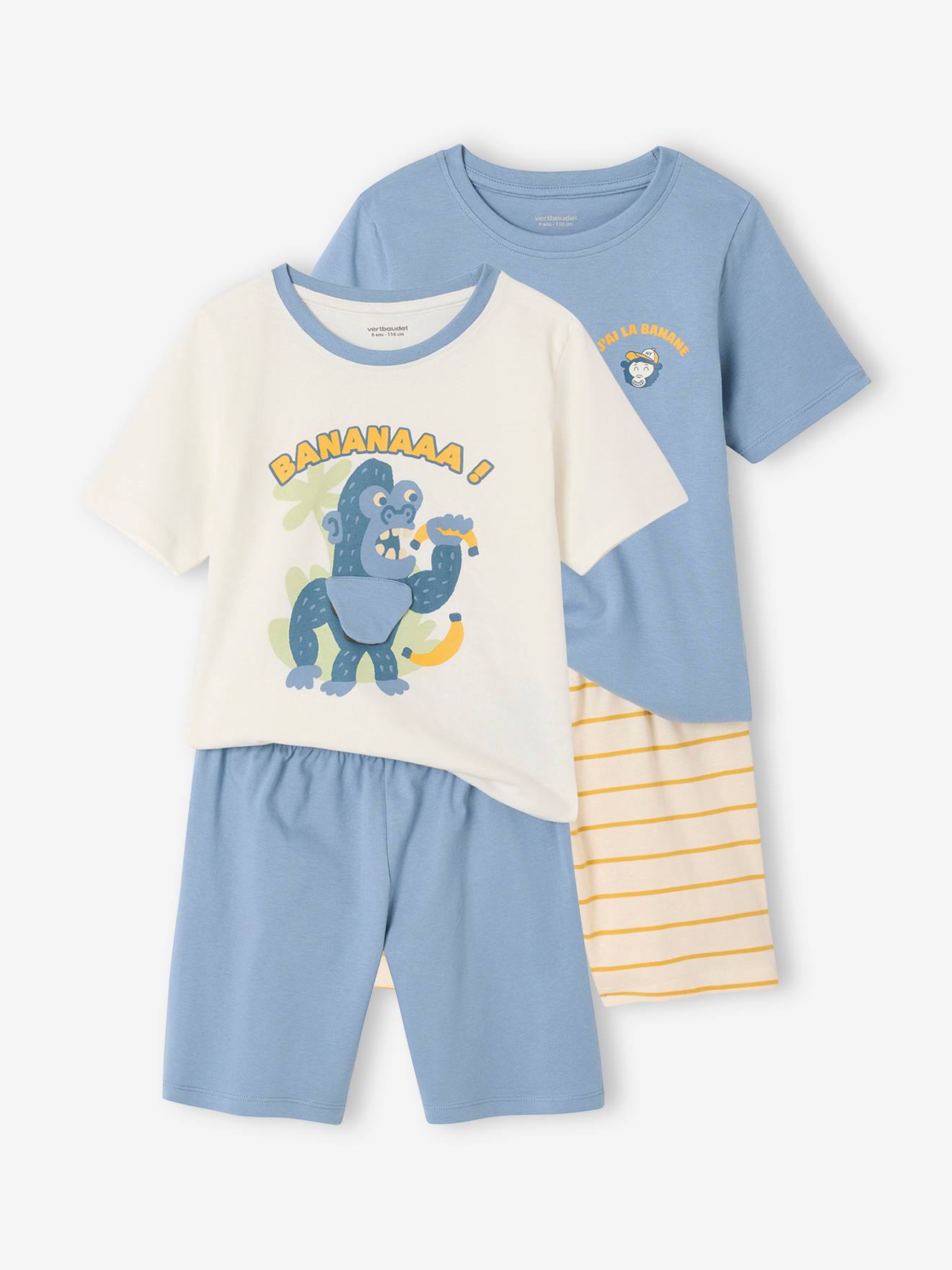 Set van 2 pyjamabroeken voor jongens Gorilla grijsblauw