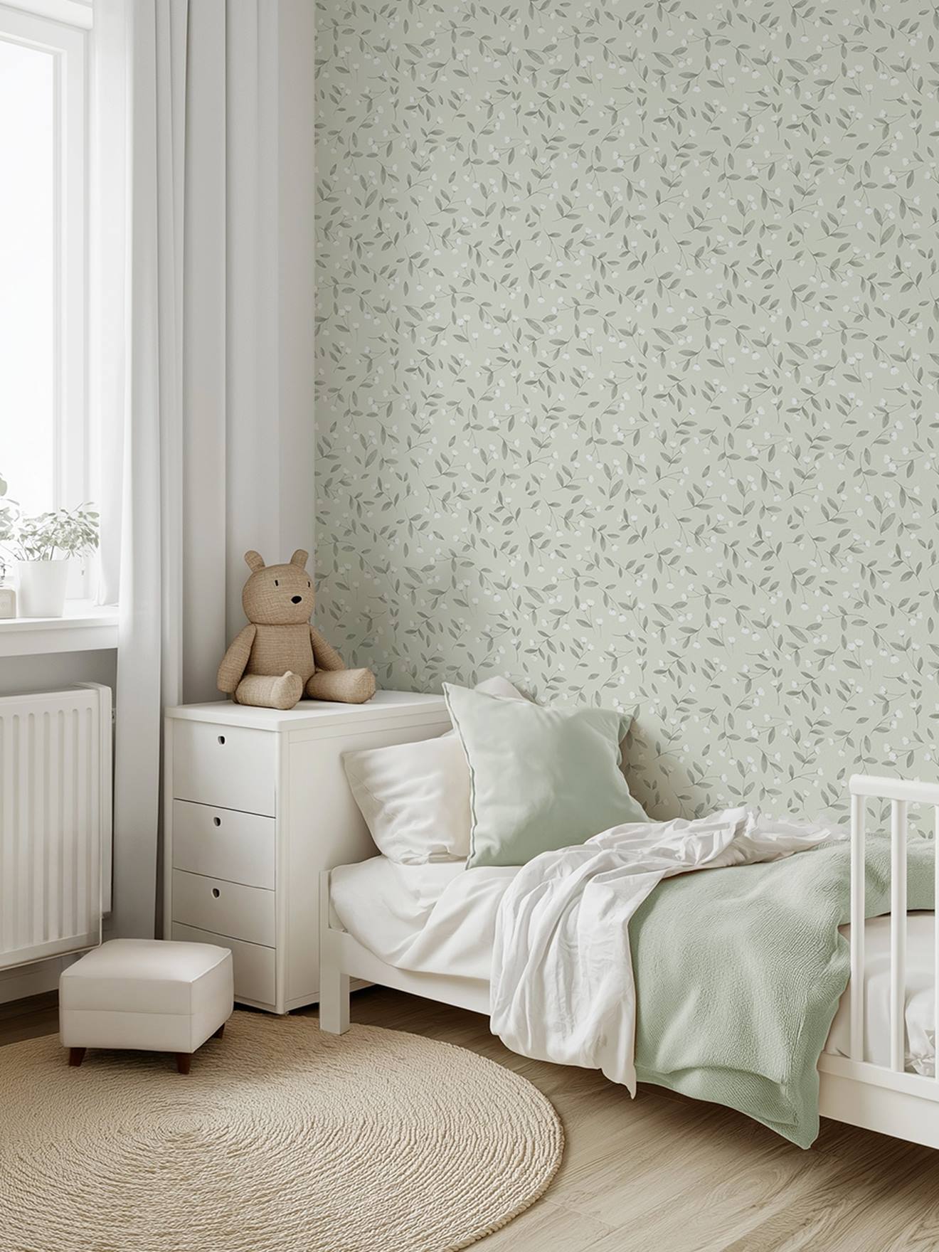 Vliesbehang Jolis bourgeons LILIPINSO groen afbeelding