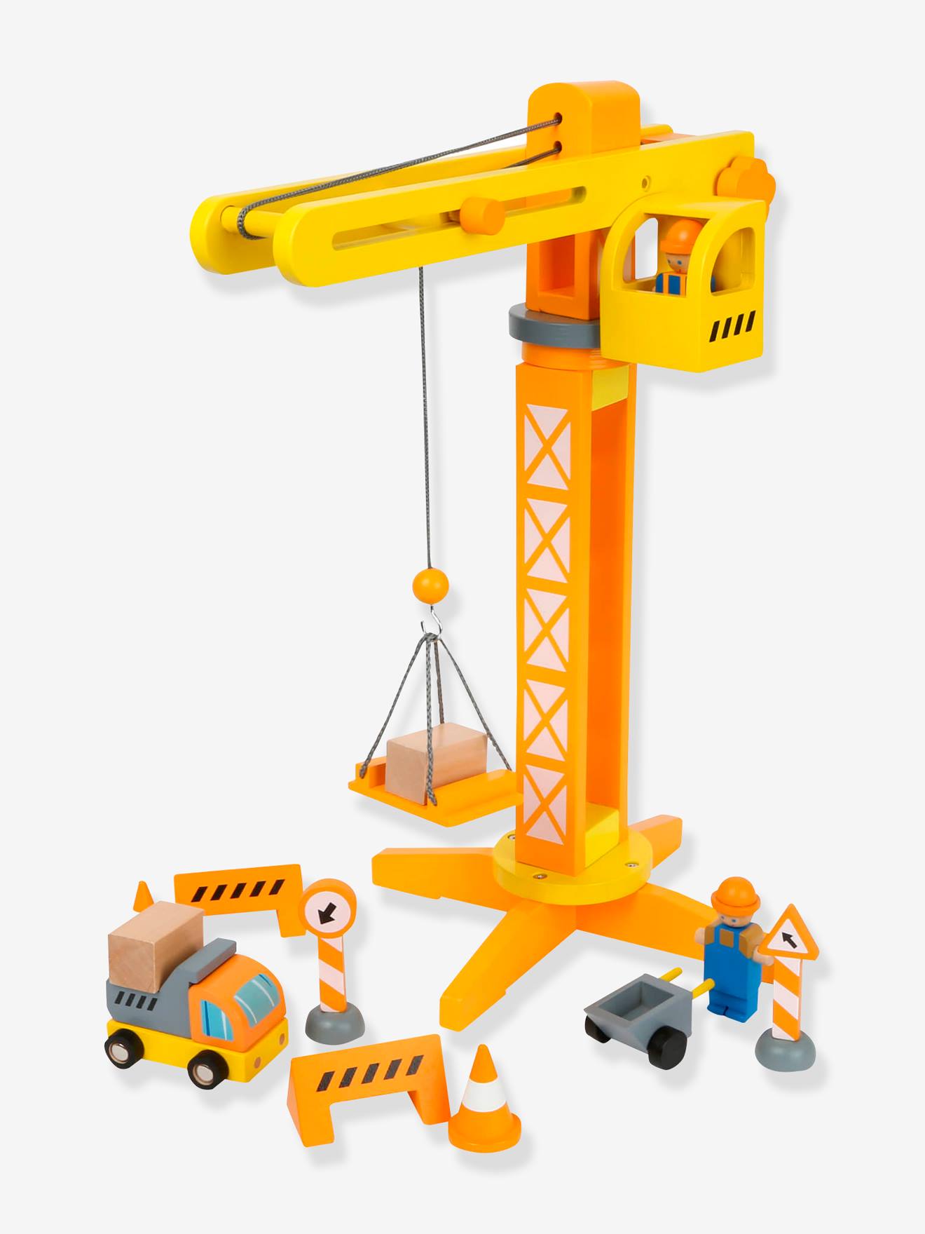 Bouwplaats voor kinderen BOUWKRAAN met accessoires small foot® geel