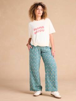 -Ruime zwangerschapsbroek van katoenen gaas met ENVIE DE FRAISE print en band