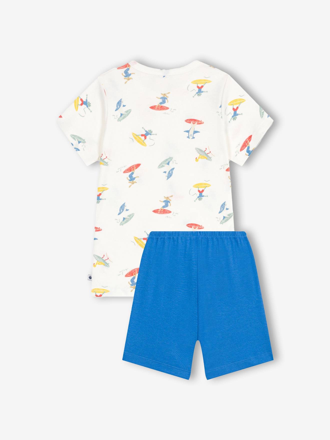 Korte pyjama met surfermotieven voor kinderen PETIT BATEAU wit