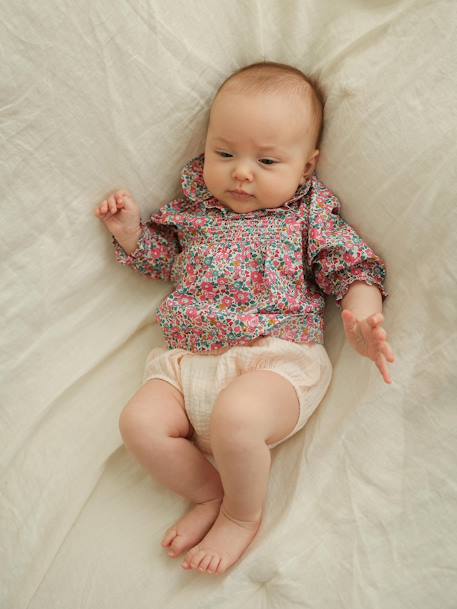 2-delige geboorteset: Liberty blouse en bloomer ENVIE DE FRAISE ecru - vertbaudet enfant 