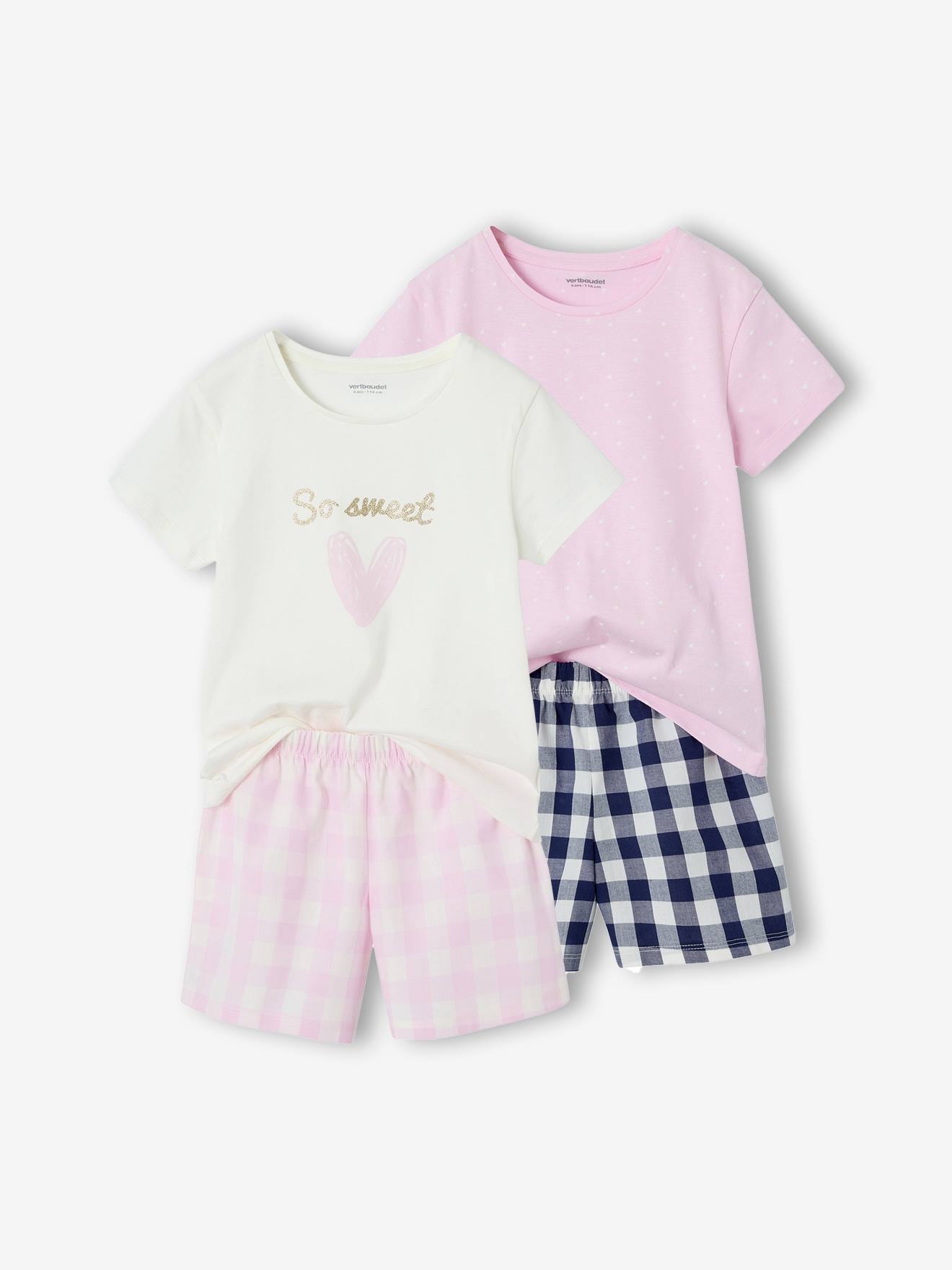 Set van 2 pyjama shorts in popeline voor meisjes zachtpaars