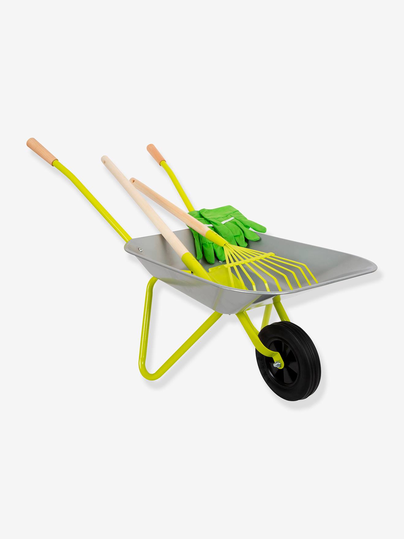Kinderkruiwagen & tuingereedschap small foot® van metaal, 4 delen meerkleurig