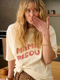 Zwangerschapskleding-T-shirt-Zwangerschaps- en voedings-T-shirt "Mama Bisou" van biologisch katoen