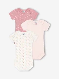 Baby-Body-Set van 3 rompertjes met korte mouwenmet kleine hartjes voor baby's PETIT BATEAU