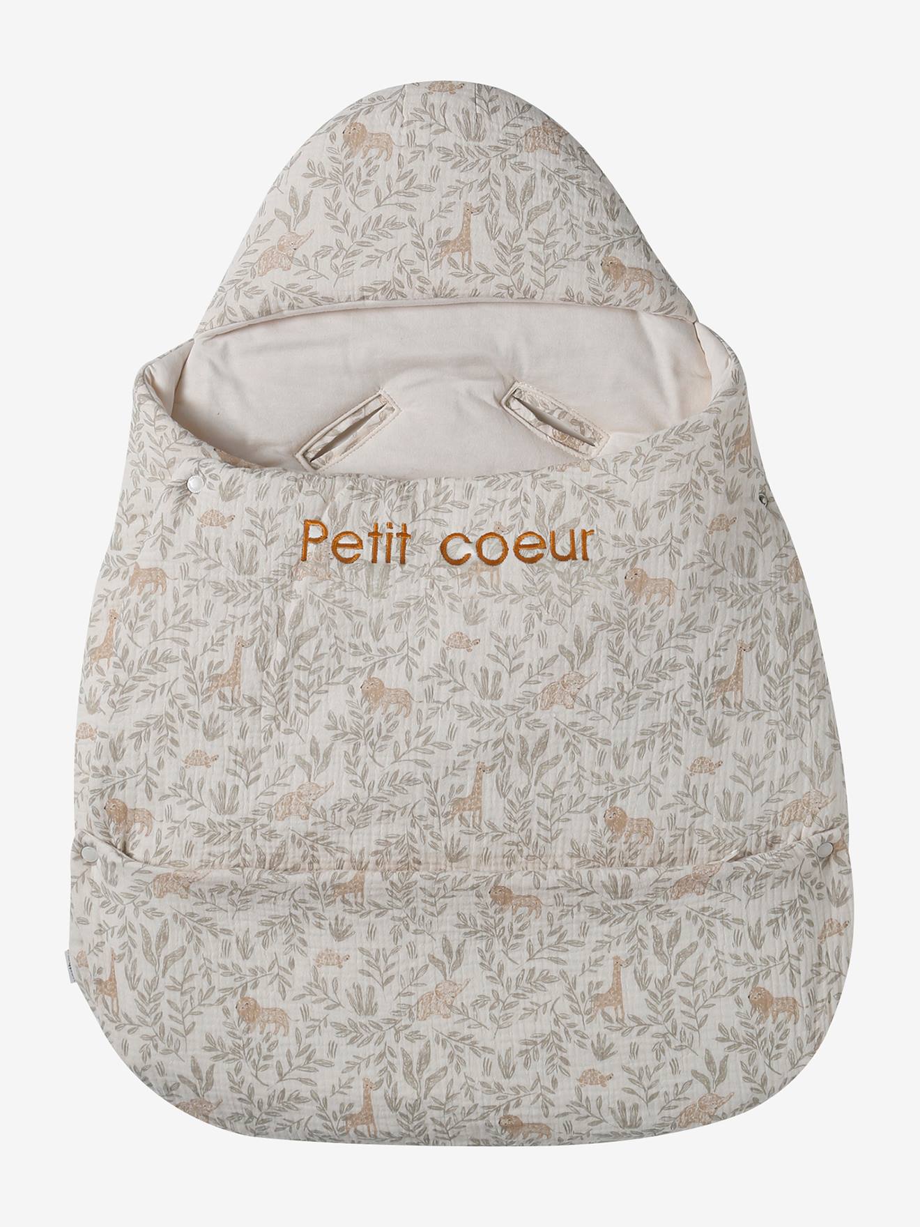 Katoengaas engelennestje dat kan worden omgevormd beige, bedrukt