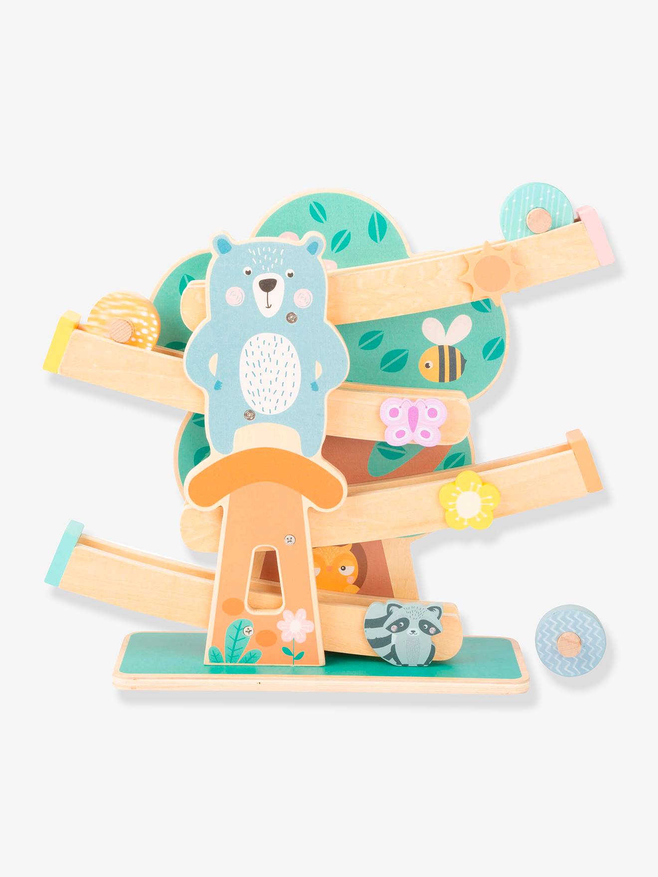 Knikkerbaan voor baby's PASTEL small foot® van hout, 4 stuks meerkleurig