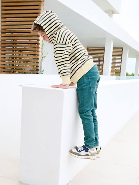 Gekleurde slim fit MorphologiK MEDIUM jongens beige+grijsblauw+groen+leiblauw+nachtblauw+smaragdgroen+terracottategel - vertbaudet enfant 